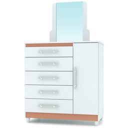 Cômoda Sapateira Lari 1 Porta 5 Gavetas Branco Camarim Tana Decor Vila Rica - 2