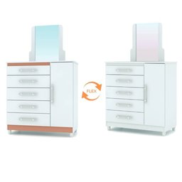 Cômoda Sapateira Lari 1 Porta 5 Gavetas Branco Camarim Tana Decor Vila Rica - 4