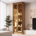 Ver imagem 1 de Cristaleira Aurora 2 Portas com LED e 2 Gavetas MDF Marrom