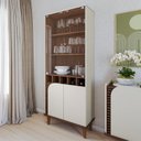 Ver imagem 1 de Cristaleira 2 Portas de Vidro Jurerê Branco/Off White Matte/Nogueira Real