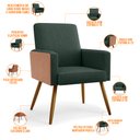 Ver imagem 4 de Kit 03 Poltronas Decorativa Maria W01 Pés Palito Linho Verde Musgo Couríssimo Camel - Lyam Decor