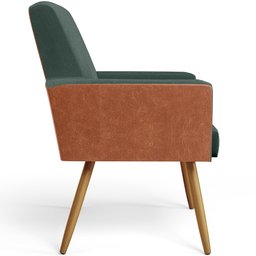 Kit 03 Poltronas Decorativa Maria W01 Pés Palito Linho Verde Musgo Couríssimo Camel - Lyam Decor - 7