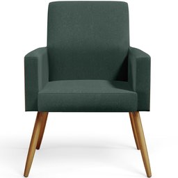 Kit 03 Poltronas Decorativa Maria W01 Pés Palito Linho Verde Musgo Couríssimo Camel - Lyam Decor - 6