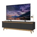 Ver imagem 3 de Rack para Tv até 75 Polegadas 180cm 3 Portas Retrô Multimóveis Mp1102 Preto/madeirado