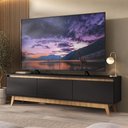 Ver imagem 2 de Rack para Tv até 75 Polegadas 180cm 3 Portas Retrô Multimóveis Mp1102 Preto/madeirado