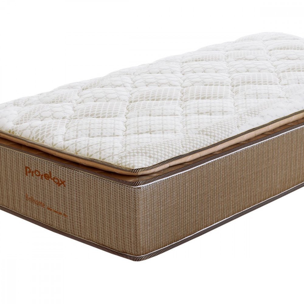 Colchão Prorelax Solteirão Brilhante 96x203x34 Mola Ensacada Pillow Top Caramelo com Branco  - 2