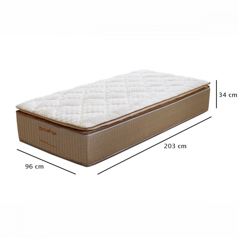 Colchão Prorelax Solteirão Brilhante 96x203x34 Mola Ensacada Pillow Top Caramelo com Branco  - 3