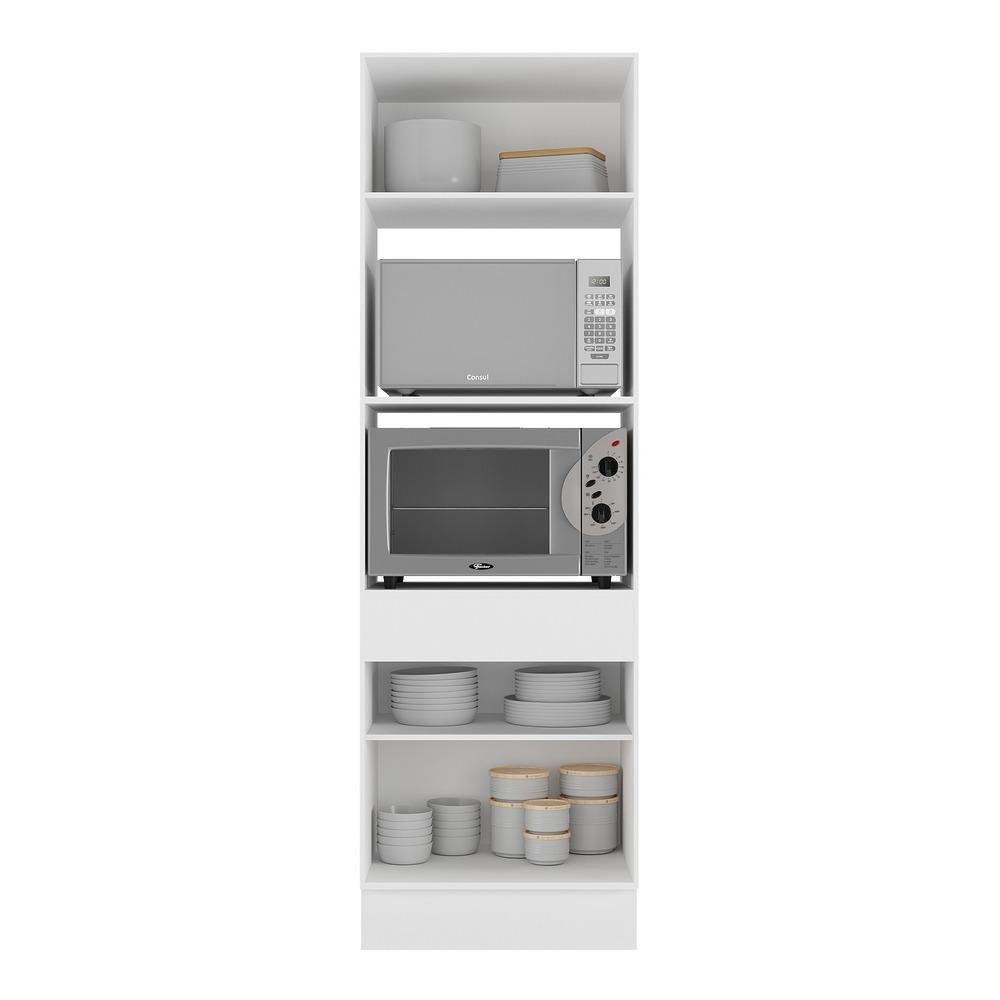 Paneleiro 2 Portas 63cm com Rodapé para Forno e Microondas Veneza Multimóveis V2116 Branco/Dourado - 4