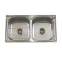 Ver imagem 1 de Pia Cuba Dupla 78x43 de Aço Inox 201 com Escorredor Dosador e Válvulas para Cozinha Moderna