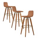 Ver imagem 1 de Kit 3 Banquetas Altas Línea em Linho Premium Aço Champanhe - Terracota