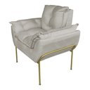 Ver imagem 2 de Kit 2 Poltronas Escritório Base Dourada Suede Bege - Vallisa Decor