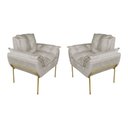 Ver imagem 1 de Kit 2 Poltronas Escritório Base Dourada Suede Bege - Vallisa Decor