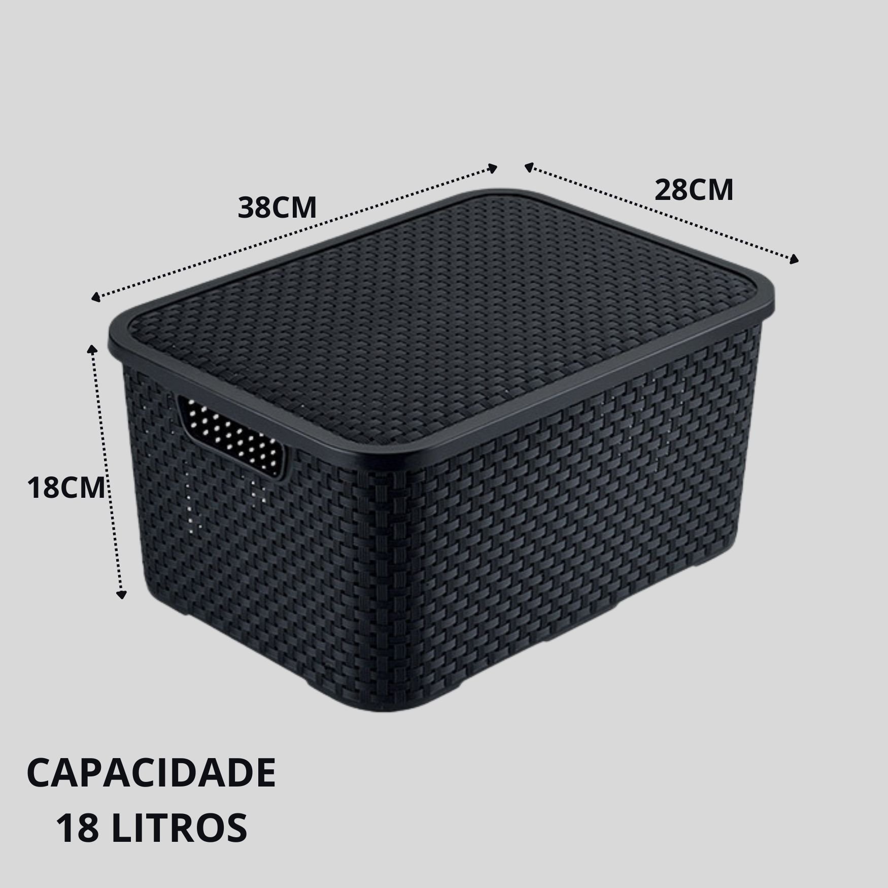 Kit 6 Caixas Organizadoras Multiuso Rattan 18 Lts com Tampa - 2