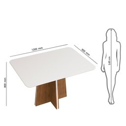 Mesa de Jantar Retangular Tampo Chanfrado Curvo Vanda DJ Móveis Freijó/Off White - 3