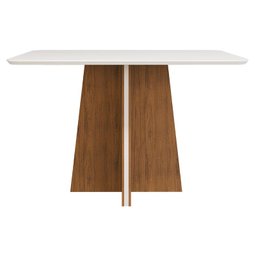 Mesa de Jantar Retangular Tampo Chanfrado Curvo Vanda DJ Móveis Freijó/Off White - 1