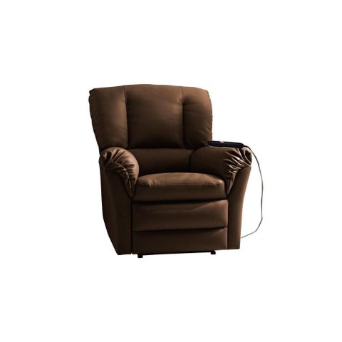 Poltrona Reclinável Motorizada P/ Sala da Vinci Malbec Zero Wall Giro e Balanço Suede Marrom