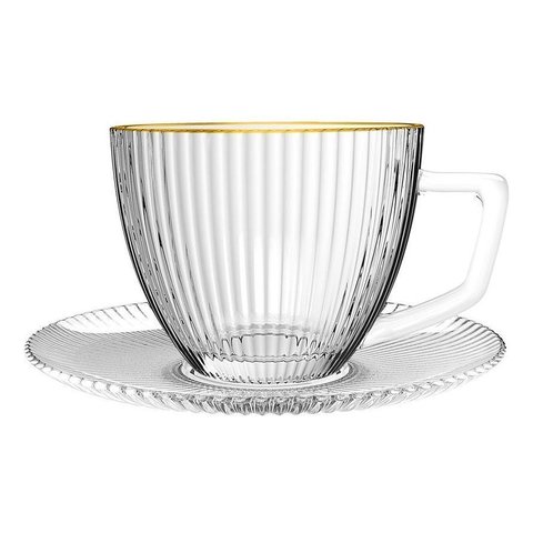 Jogo 6 Xícaras 90ml Café Borda Dourada Graffiato Hauskraft