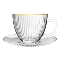 Jogo 6 Xícaras 90ml Café Borda Dourada Graffiato Hauskraft - 1