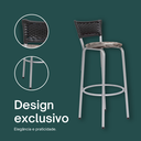 Ver imagem 4 de Kit 5 Banquetas Alta Banco para Balcão Junco Preto Àrea Gourmet Ilha Bancada bares Churrasqueira
