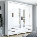 Ver imagem 1 de Guarda-roupa Casal Genova 6 Portas 4 Gavetas com Espelho 22111 Branco - Carioca Móveis