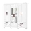 Ver imagem 3 de Guarda-roupa Casal Genova 6 Portas 4 Gavetas com Espelho 22111 Branco - Carioca Móveis