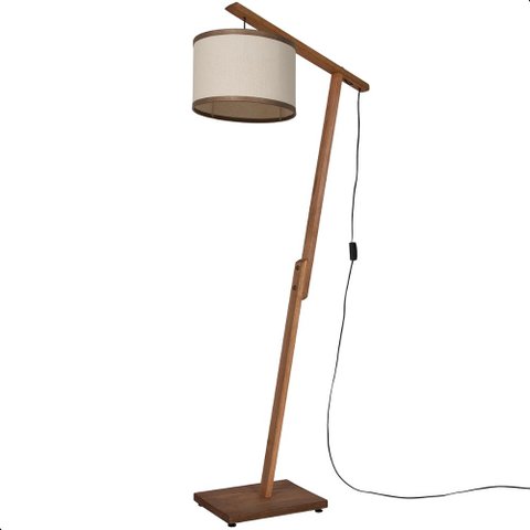 Luminária de Chão Aurora com Pés de Madeira e Palha Natural 160cm