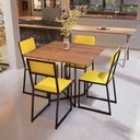 Ver imagem 1 de Conjunto Mesa de Jantar Quadrada Imbuia 4 Cadeiras Estofado Riviera Industrial Don Castro Deco