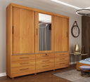 Ver imagem 1 de Guarda Roupa Chicago 3 Portas com Espelho e Pés - Cinamomo - Móveis Tcil