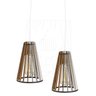Luminaria Pendente Duplo Koni E27 Madeira Mdf Cq Desmontada:branco - 4