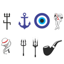 Ver imagem 1 de Kit 8 Adesivos de Vinil Impermeável Proteção Umbanda 6 Cm