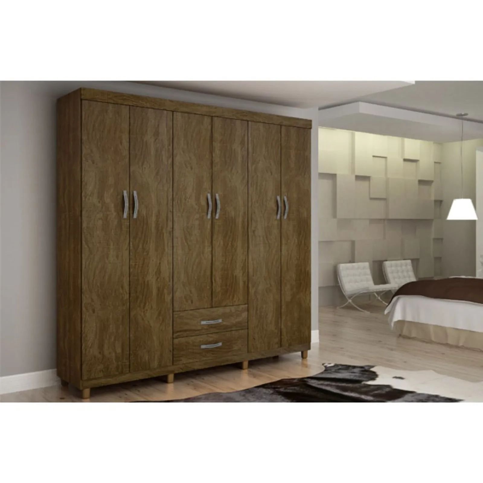 Guarda-Roupa Casal Milao 6 Portas 2 Gavetas Mobycasa Moveis Ipe - 1