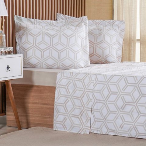 Jogo de Cama King 4 Pçs 200 Fios 100% Algodão 193x203x40cm Rayon