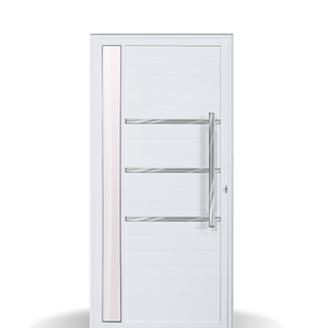 Porta Lambril Duplo Alumínio Branco C/ Puxador C/ Frisos C/ Visor - Linha Premium - 210cm - 80cm - D