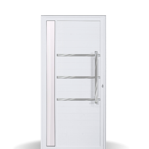 Porta Lambril Duplo Alumínio Branco C/ Puxador C/ Frisos C/ Visor - Linha Premium - 210cm - 80cm - D