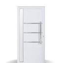 Ver imagem 1 de Porta Lambril Duplo Alumínio Branco C/ Puxador C/ Frisos C/ Visor - Linha Premium - 210cm - 80cm - D
