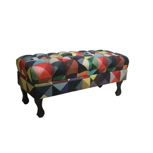 Recamier Baú Luis Xv Capitonê Retrô 140cm Suede Triângulo Pés Madeira Ms Decor
