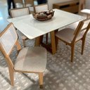 Ver mais imagens de Mesa de Jantar 135cm C/ 4 Cadeiras Estofadas Dalla Costa Mdf Cor:off White com Freijó e Cesare