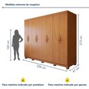 Ver imagem 3 de Guarda-Roupa Casal 8 Portas 6 Gavetas com Pés MDF 236cm Serenata Marrom Amêndoa Clean