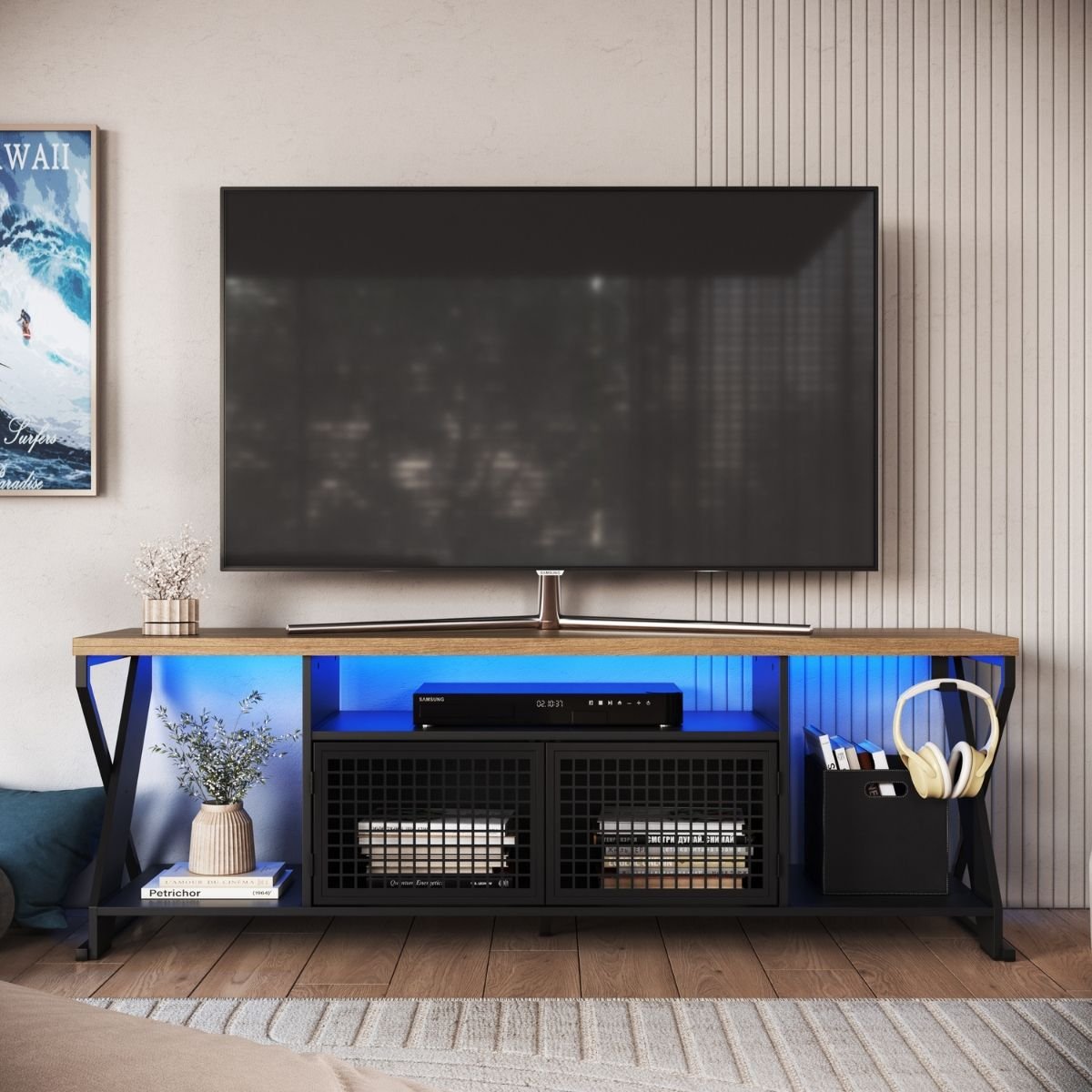 Rack Gamer com Led Estilo Industrial Mesa para Televisão Tv:preto com ...