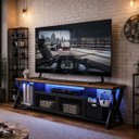 Ver imagem 1 de Rack Gamer com LED Estilo Industrial Telado para Televisão até 60 Polegadas