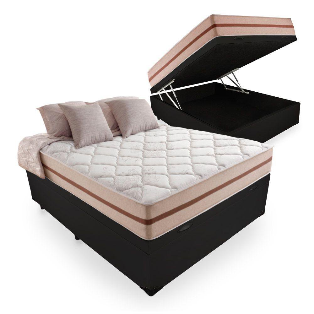 Cama Box Baú Casal + Colchão de Molas Ensacadas Anjos Classic 138cm