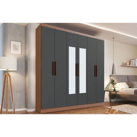 Guarda Roupa Casal 6 Portas c/Esp PH1127 Nog/Grafite Herval