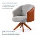 Ver imagem 4 de Kit 2 Poltronas Giratórias Linho Premium Base Madeira Maciça Juliana