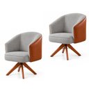 Ver imagem 2 de Kit 2 Poltronas Giratórias Linho Premium Base Madeira Maciça Juliana