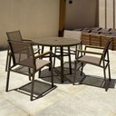 Ver mais imagens de Mesa Área Externa 4 Lugares Redonda Tampo Ripado Hause Bege