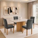 Ver imagem 1 de Conjunto de Mesa de Jantar 4 Lugares Retangular 120x80cm MDF Cinamomo Off White Grafite