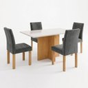 Ver imagem 2 de Conjunto de Mesa de Jantar 4 Lugares Retangular 120x80cm MDF Cinamomo Off White Grafite