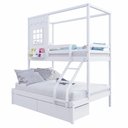 Ver imagem 5 de Beliche Casinha Reta Casal/ Solteiro com 02 Gavetas Madeira Maciça Branco Housin