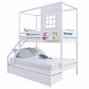 Ver imagem 2 de Beliche Casinha Reta Casal/ Solteiro com 02 Gavetas Madeira Maciça Branco Housin