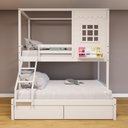 Ver imagem 1 de Beliche Casinha Reta Casal/ Solteiro com 02 Gavetas Madeira Maciça Branco Housin